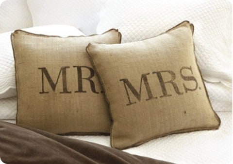 Mr. and Mrs. Burlap Pillow