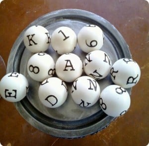 Ping Pong Letter and Number Spheres