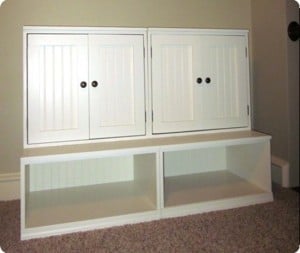 Playroom Cubby Storage with Hutch