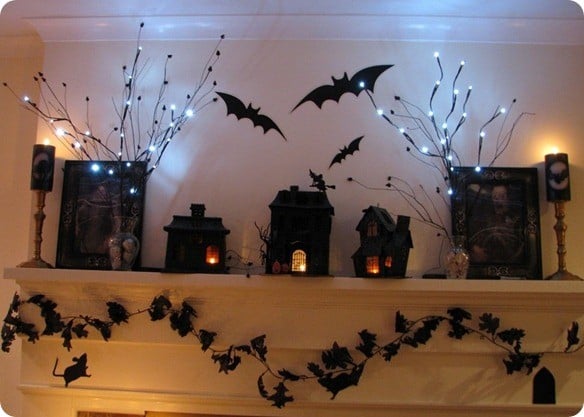 Black Halloween Mantel