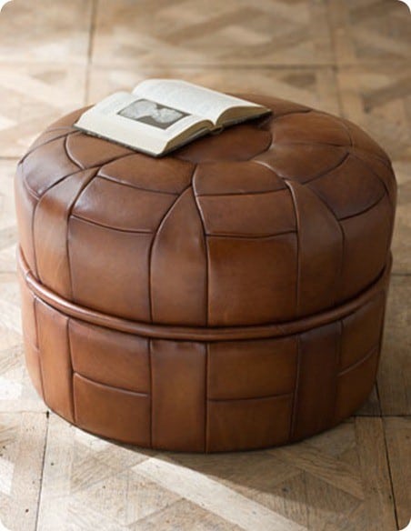 horchow petal leather pouf