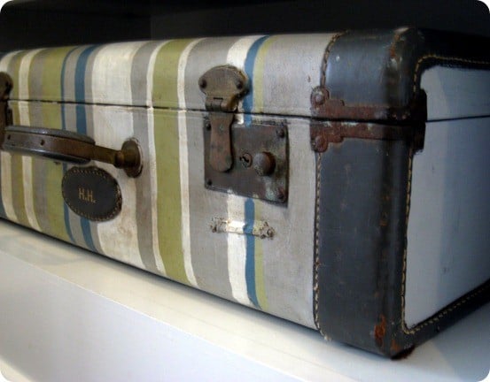 striped vintage suitcase