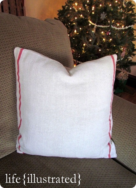 diy grain sack pillow cover from ikea dish towel