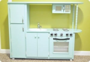 retro play kitchen from cabinet