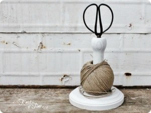 Wooden Twine and Scissors Holder