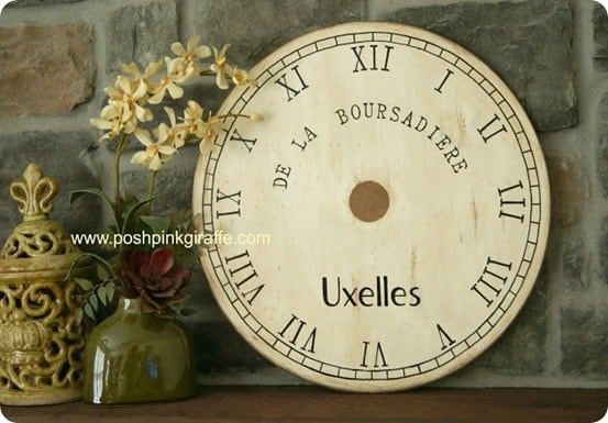 pottery barn inspired clockface from old tabletop