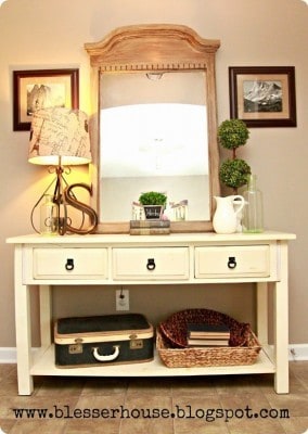 Repainted Mirror with Weathered Wood Finish