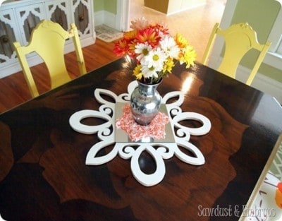 Scrolled Wall Mirror and Centerpiece
