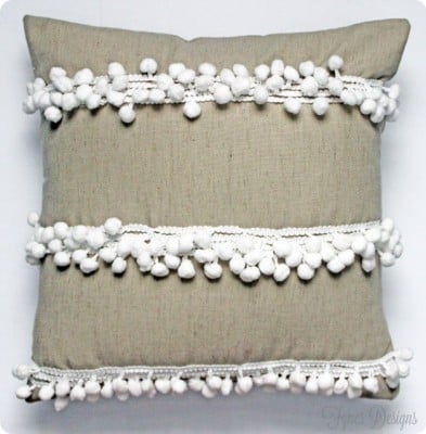 Pom-Pom Trim Embellished Pillow