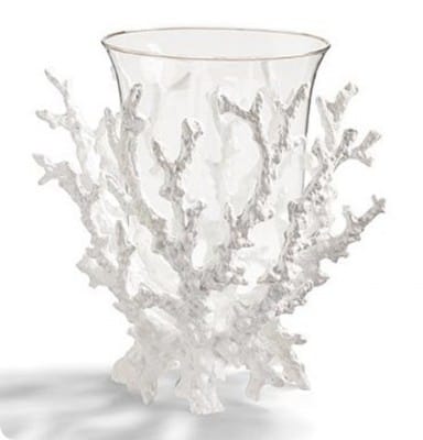 Faux Coral Hurricane Candleholder