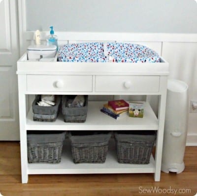 Changing Table with Drawers and Shelves
