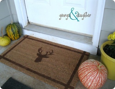 Stenciled Antler Doormat for an Outdoorsy Dad