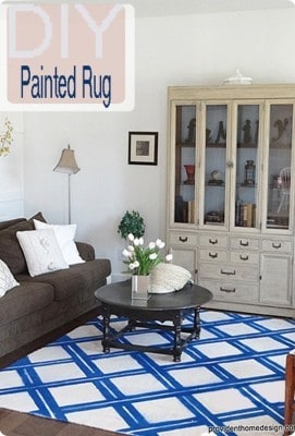 Blue and White Lattice Spray Painted Rug