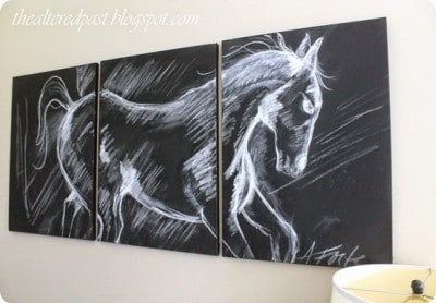 Horse Triptych Chalk Art