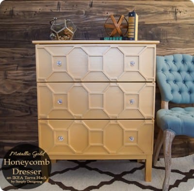 Metallic Gold Honeycomb Dresser {IKEA Tarva Hack}