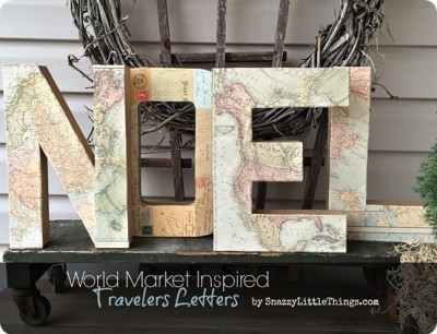 Map-Wrapped “NOEL” Letters