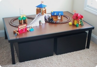 Kids Play Table with Storage Carts