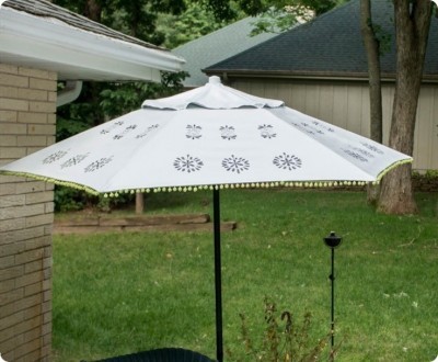 Floral Medallion Painted Patio Umbrella