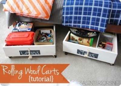 Wooden Under-the-Bed Rolling Storage Bins
