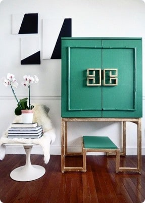 Stylish Green and Gold Cabinet