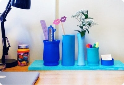 Upcycled Glass Jars to DIY Desk Organizer