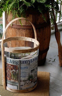 Rustic Wood and Wire Basket