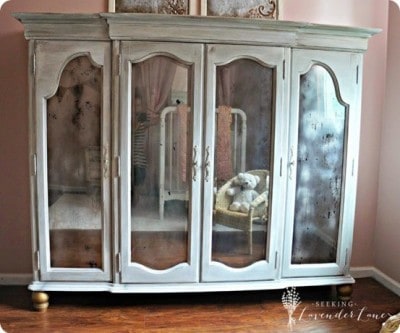 Chalk Paint Armoire with Antiqued Mirror Insets