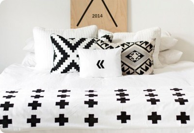 DIY Black and White Plus Sign Bedding