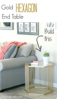 Gold Hexagon End Table