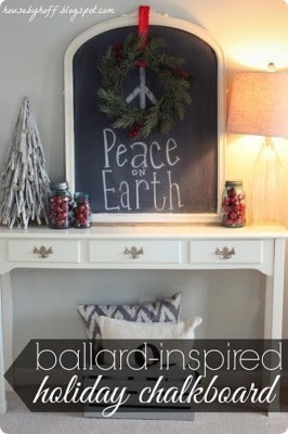 Peace on Earth Christmas Chalkboard with Wreath