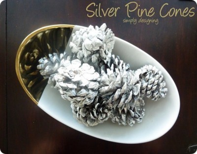 Silver Spray Painted Pinecones