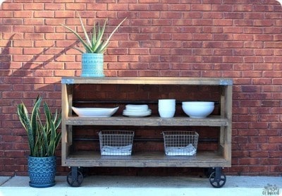 Industrial Wood and Steel Console