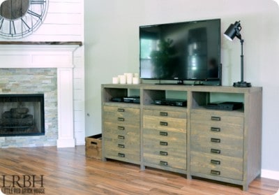 Printmaker’s Style TV Stand with Faux Drawers