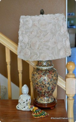 Rosette Fabric Lampshade Makeover