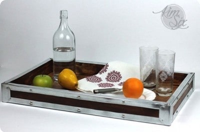 Industrial Wood and Metal Tray