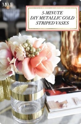 Five-Minute Metallic Gold Striped Vases