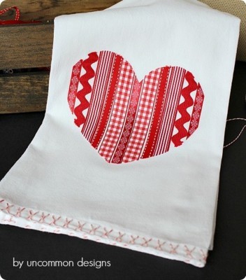 Ribbon Heart Valentine Tea Towel
