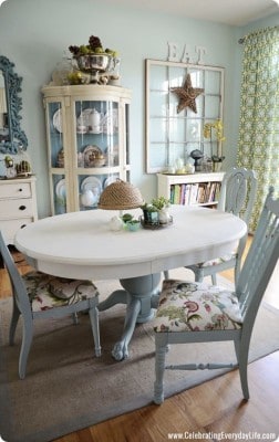 Blue and White Dining Room Table