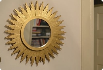 Metallic Gold Sunburst Mirror from Wood Shims