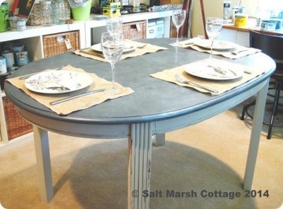 Oval Dining Table with Faux Zinc Tabletop