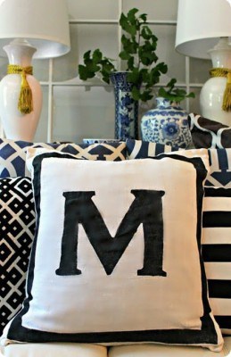 Painted Modern Monogram Pillow