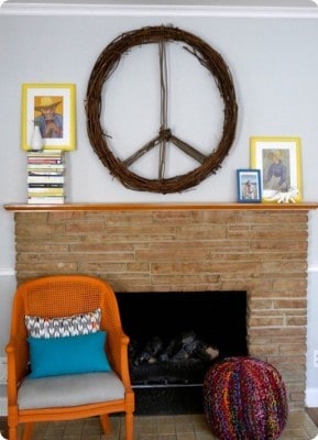Oversized Peace Wreath from Sticks