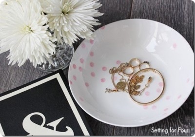 Pretty in Pink Polka Dot Painted Dish