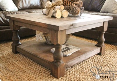 Square Coffee Table with Turned Legs