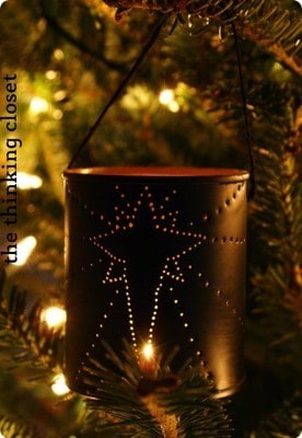 Punched Tin Can Ornament with Light