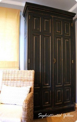 Distressed Black Armoire