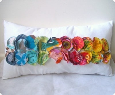 Colorful Ruffled Circles Pillow Cover