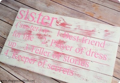 Sister Wall Sign from a Pallet