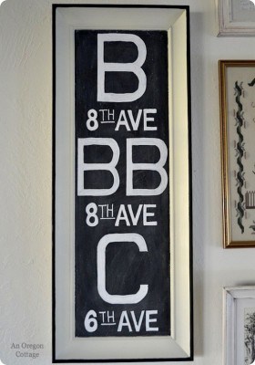 Thrift Store Find to Subway Sign Chalk Art