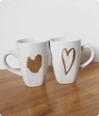 Gold Heart Mugs